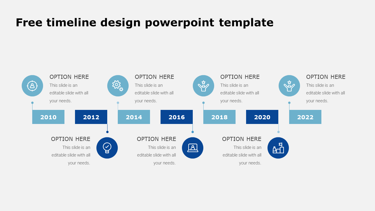Free - Yearly Based Free Timeline Design PowerPoint Template